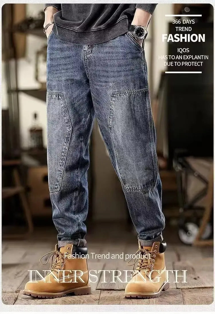 Men's Loose Jeans Classic Vintage Denim Trousers High Quality Cargo Pants Men High Street Fashion Men Clothing Spring New 2024
