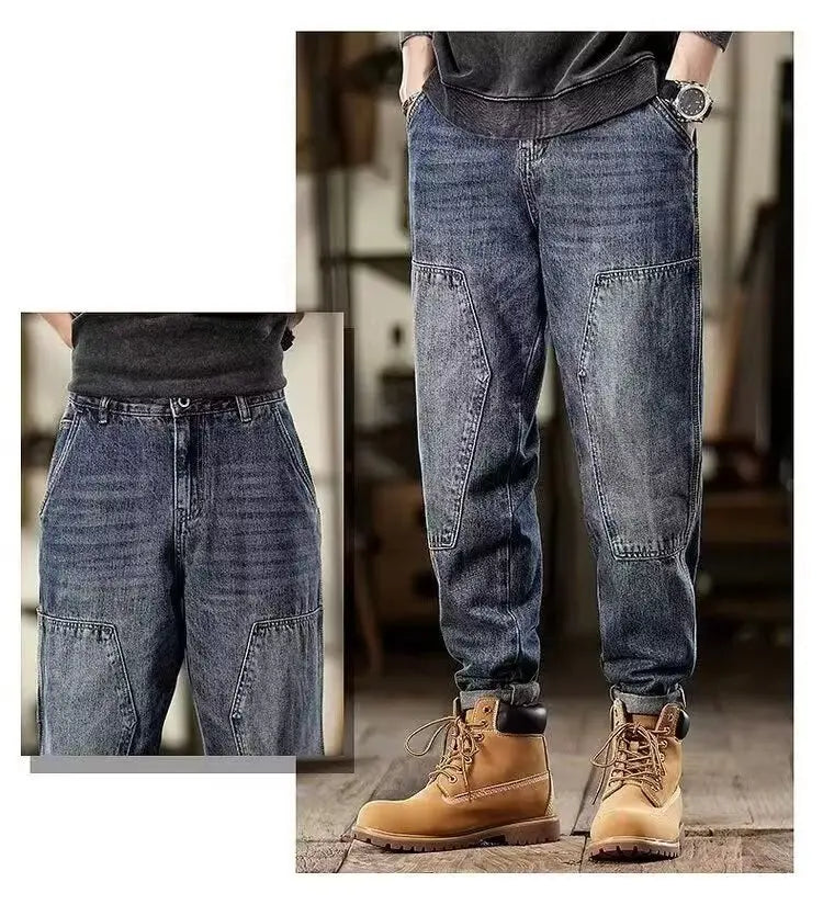 Men's Loose Jeans Classic Vintage Denim Trousers High Quality Cargo Pants Men High Street Fashion Men Clothing Spring New 2024