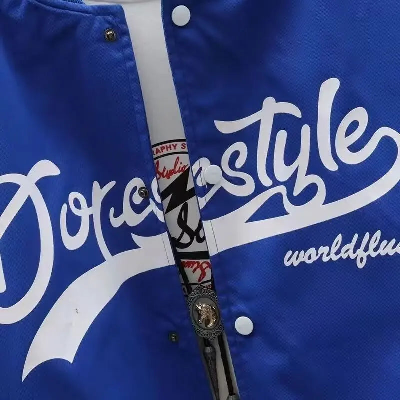 New Men's Black Baseball Jacket Hot Selling Harajuku High Street Blue Sports Jacket Fashionable Men's Thin Baseball Uniform 2024
