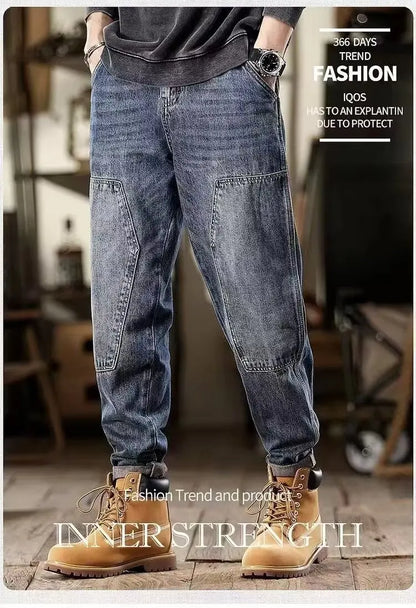 Men's Loose Jeans Classic Vintage Denim Trousers High Quality Cargo Pants Men High Street Fashion Men Clothing Spring New 2024