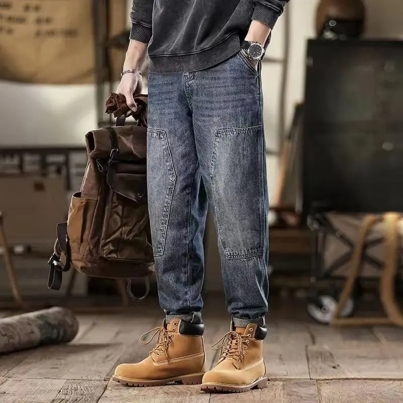 Men's Loose Jeans Classic Vintage Denim Trousers High Quality Cargo Pants Men High Street Fashion Men Clothing Spring New 2024