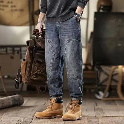 Men's Loose Jeans Classic Vintage Denim Trousers High Quality Cargo Pants Men High Street Fashion Men Clothing Spring New 2024