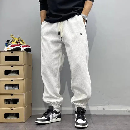 Men's Autumn Casual Pants Cotton Warm Sports Sweatpants Loose Large Solid Color Trousers for Men Classic Men's Clothing 2024 New