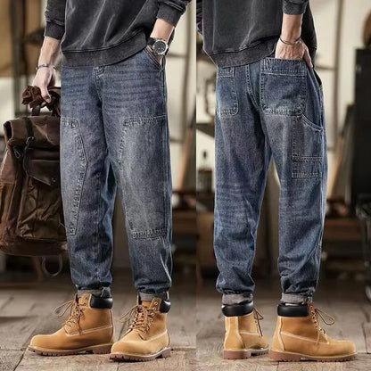 Men's Loose Jeans Classic Vintage Denim Trousers High Quality Cargo Pants Men High Street Fashion Men Clothing Spring New 2024
