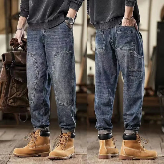 Men's Loose Jeans Classic Vintage Denim Trousers High Quality Cargo Pants Men High Street Fashion Men Clothing Spring New 2024