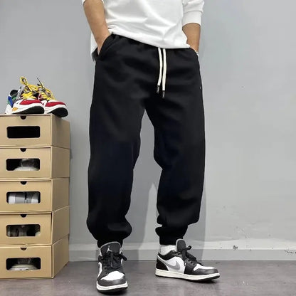Men's Autumn Casual Pants Cotton Warm Sports Sweatpants Loose Large Solid Color Trousers for Men Classic Men's Clothing 2024 New