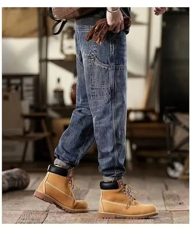 Men's Loose Jeans Classic Vintage Denim Trousers High Quality Cargo Pants Men High Street Fashion Men Clothing Spring New 2024