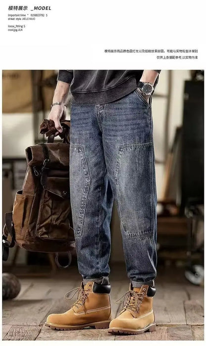 Men's Loose Jeans Classic Vintage Denim Trousers High Quality Cargo Pants Men High Street Fashion Men Clothing Spring New 2024