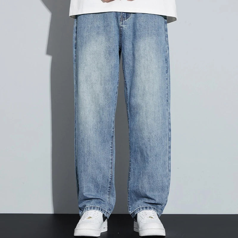 Autumn Spring Light Blue Cargo Jeans Men Streetwear Denim Jogger Pants Men Baggy Harem Jean Trousers Plus Size New