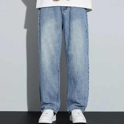 Autumn Spring Light Blue Cargo Jeans Men Streetwear Denim Jogger Pants Men Baggy Harem Jean Trousers Plus Size New