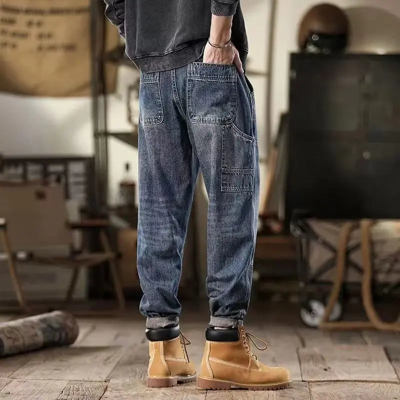 Men's Loose Jeans Classic Vintage Denim Trousers High Quality Cargo Pants Men High Street Fashion Men Clothing Spring New 2024