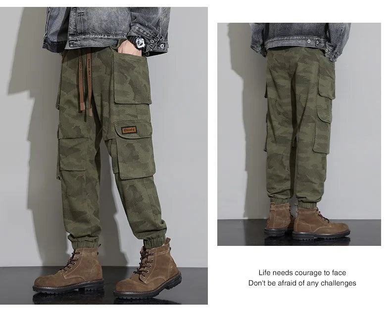 Men's Tactical Camouflage Overalls M-6XL Autumn High-Quality Cotton Multi-Pocket Trousers Sports Training Casual Work Pants New