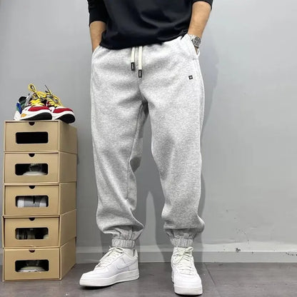 Men's Autumn Casual Pants Cotton Warm Sports Sweatpants Loose Large Solid Color Trousers for Men Classic Men's Clothing 2024 New