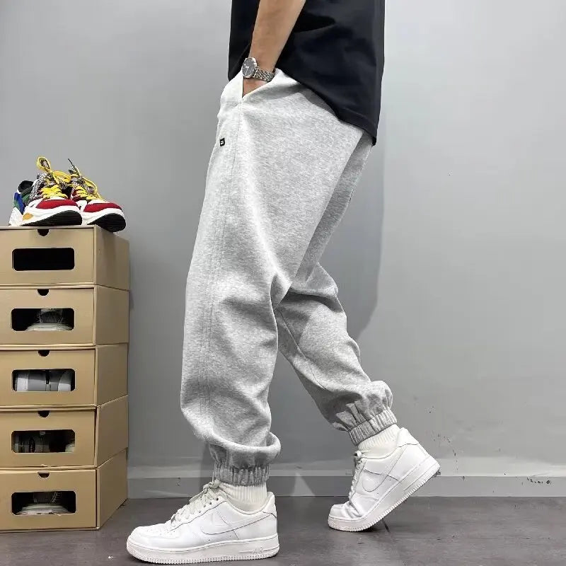 Men's Autumn Casual Pants Cotton Warm Sports Sweatpants Loose Large Solid Color Trousers for Men Classic Men's Clothing 2024 New