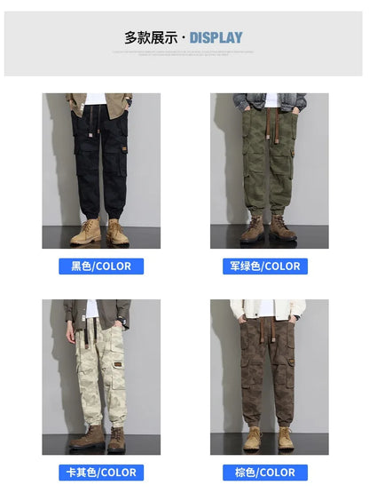 Men's Tactical Camouflage Overalls M-6XL Autumn High-Quality Cotton Multi-Pocket Trousers Sports Training Casual Work Pants New