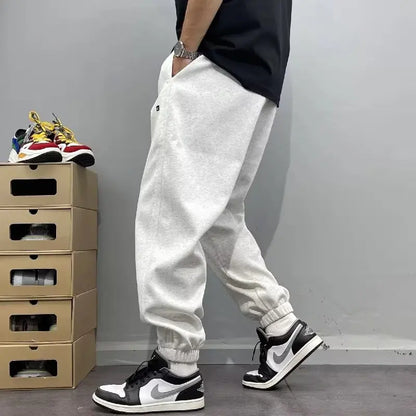 Men's Autumn Casual Pants Cotton Warm Sports Sweatpants Loose Large Solid Color Trousers for Men Classic Men's Clothing 2024 New