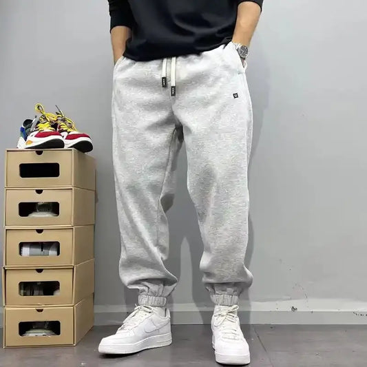 Men's Autumn Casual Pants Cotton Warm Sports Sweatpants Loose Large Solid Color Trousers for Men Classic Men's Clothing 2024 New