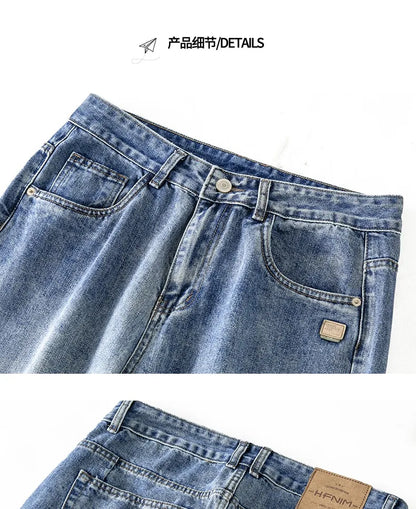 Autumn Spring Light Blue Cargo Jeans Men Streetwear Denim Jogger Pants Men Baggy Harem Jean Trousers Plus Size New
