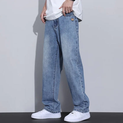 Autumn Spring Light Blue Cargo Jeans Men Streetwear Denim Jogger Pants Men Baggy Harem Jean Trousers Plus Size New