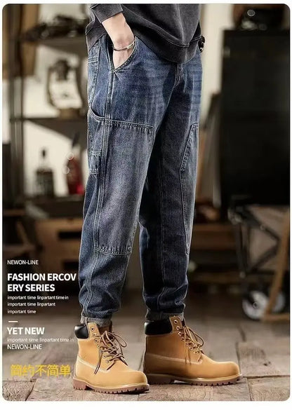 Men's Loose Jeans Classic Vintage Denim Trousers High Quality Cargo Pants Men High Street Fashion Men Clothing Spring New 2024