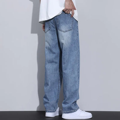 Autumn Spring Light Blue Cargo Jeans Men Streetwear Denim Jogger Pants Men Baggy Harem Jean Trousers Plus Size New