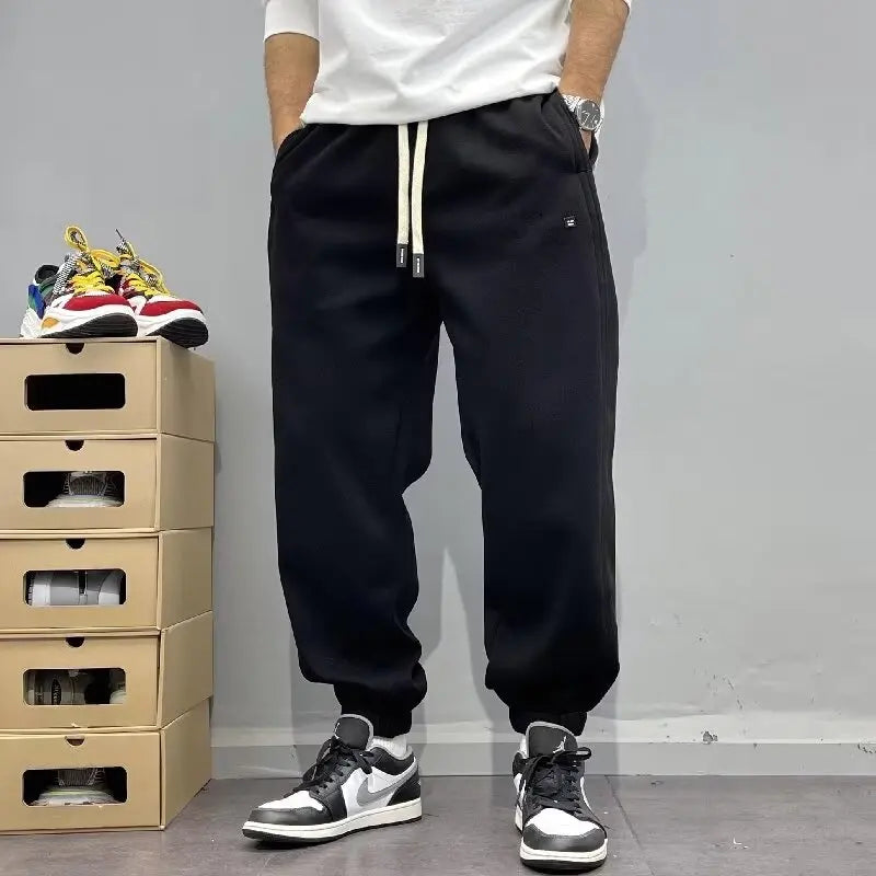 Men's Autumn Casual Pants Cotton Warm Sports Sweatpants Loose Large Solid Color Trousers for Men Classic Men's Clothing 2024 New