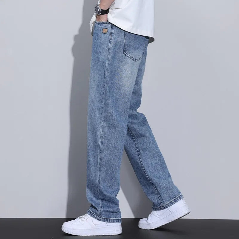 Autumn Spring Light Blue Cargo Jeans Men Streetwear Denim Jogger Pants Men Baggy Harem Jean Trousers Plus Size New