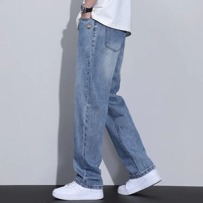 Autumn Spring Light Blue Cargo Jeans Men Streetwear Denim Jogger Pants Men Baggy Harem Jean Trousers Plus Size New