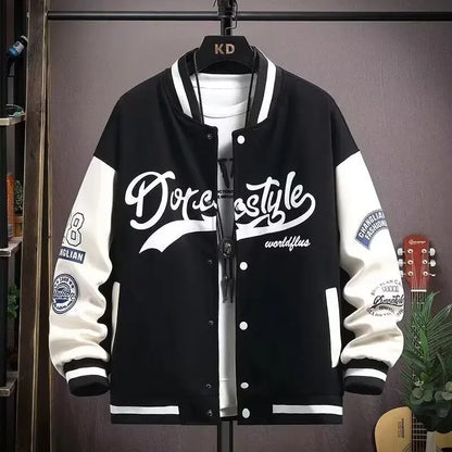 New Men's Black Baseball Jacket Hot Selling Harajuku High Street Blue Sports Jacket Fashionable Men's Thin Baseball Uniform 2024
