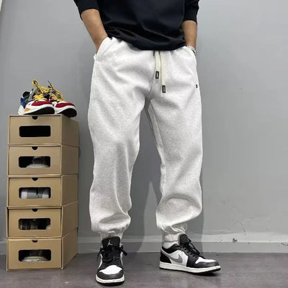 Men's Autumn Casual Pants Cotton Warm Sports Sweatpants Loose Large Solid Color Trousers for Men Classic Men's Clothing 2024 New