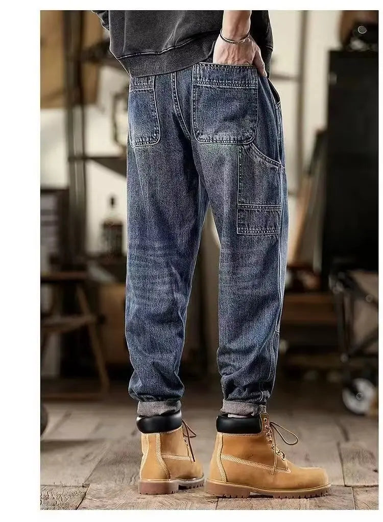 Men's Loose Jeans Classic Vintage Denim Trousers High Quality Cargo Pants Men High Street Fashion Men Clothing Spring New 2024
