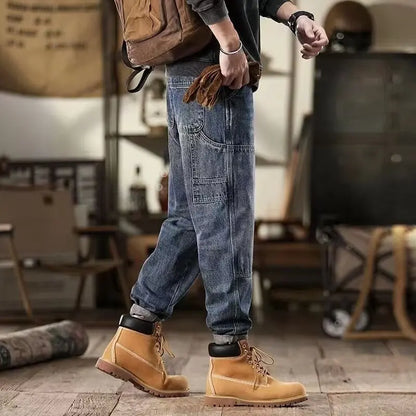 Men's Loose Jeans Classic Vintage Denim Trousers High Quality Cargo Pants Men High Street Fashion Men Clothing Spring New 2024
