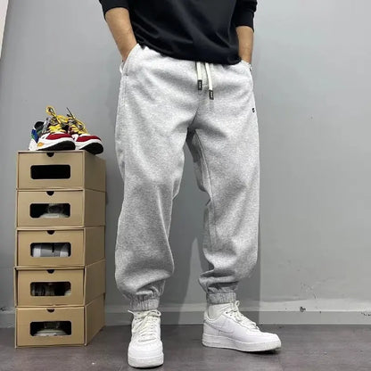 Men's Autumn Casual Pants Cotton Warm Sports Sweatpants Loose Large Solid Color Trousers for Men Classic Men's Clothing 2024 New