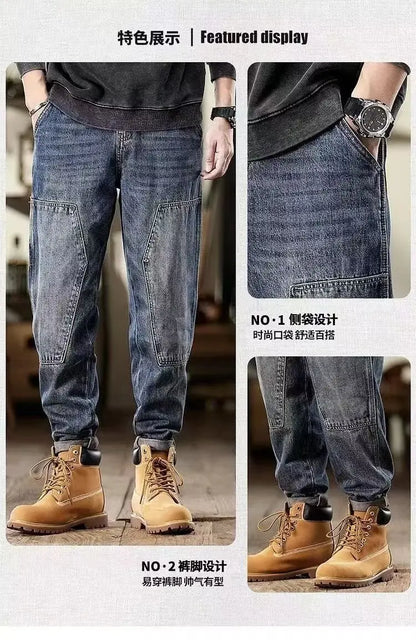 Men's Loose Jeans Classic Vintage Denim Trousers High Quality Cargo Pants Men High Street Fashion Men Clothing Spring New 2024