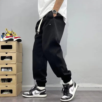 Men's Autumn Casual Pants Cotton Warm Sports Sweatpants Loose Large Solid Color Trousers for Men Classic Men's Clothing 2024 New