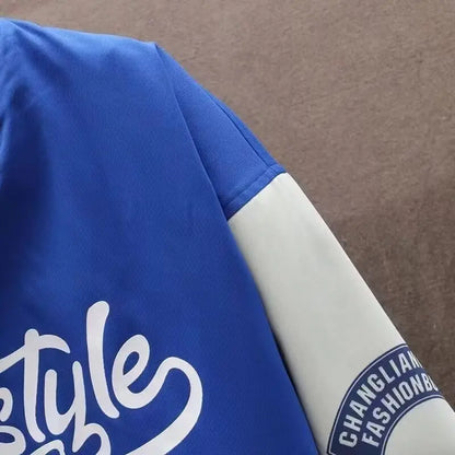 New Men's Black Baseball Jacket Hot Selling Harajuku High Street Blue Sports Jacket Fashionable Men's Thin Baseball Uniform 2024