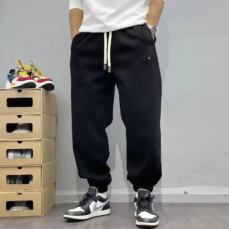 Men's Autumn Casual Pants Cotton Warm Sports Sweatpants Loose Large Solid Color Trousers for Men Classic Men's Clothing 2024 New
