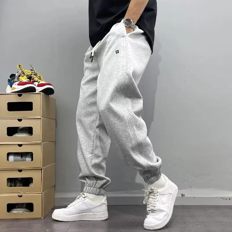 Men's Autumn Casual Pants Cotton Warm Sports Sweatpants Loose Large Solid Color Trousers for Men Classic Men's Clothing 2024 New
