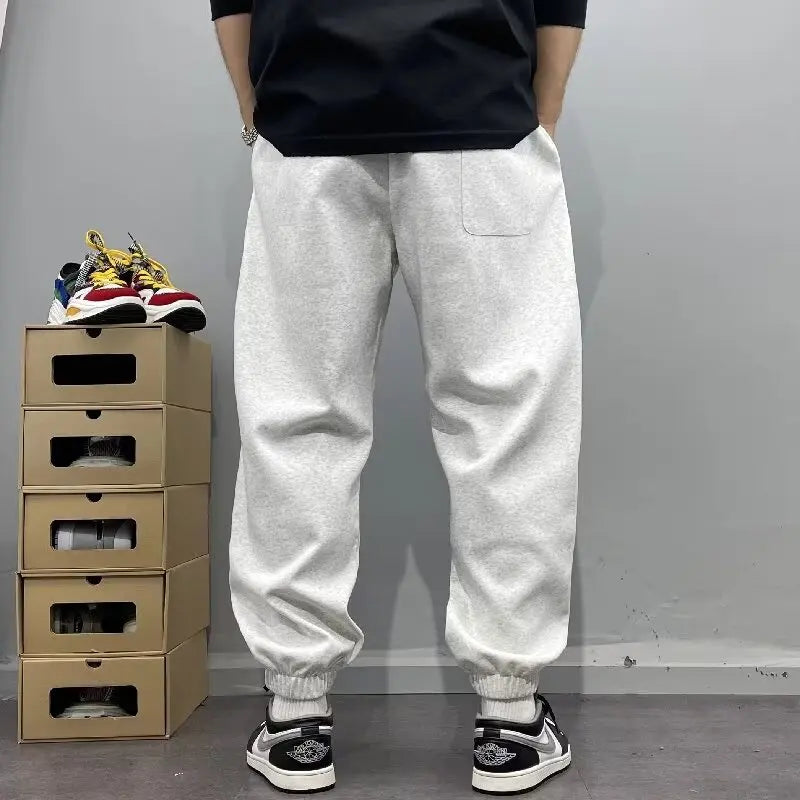 Men's Autumn Casual Pants Cotton Warm Sports Sweatpants Loose Large Solid Color Trousers for Men Classic Men's Clothing 2024 New