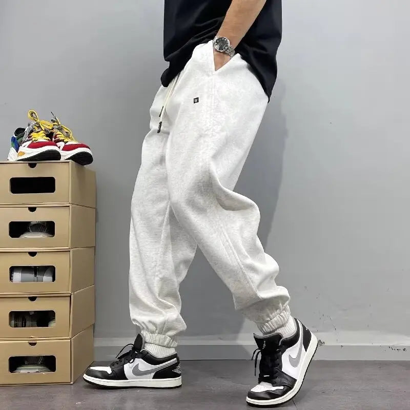 Men's Autumn Casual Pants Cotton Warm Sports Sweatpants Loose Large Solid Color Trousers for Men Classic Men's Clothing 2024 New